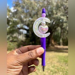 Custom made Purple Moon and Heart Pen